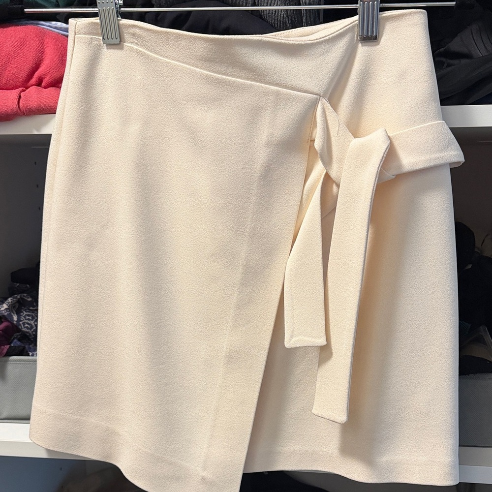 Topshop Cream Wrap Skirt with Self-Tie Detail
